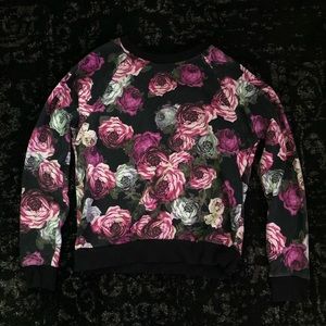 Pink and black floral sweatshirt